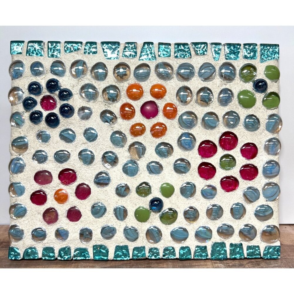 Handcrafted Glass Mosaic Wall Art Decor Multicolor Decorative Panel